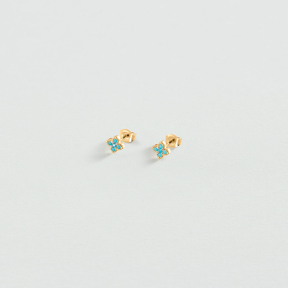 Pendientes cortos BELOVED - Turquesa / Oro - Pendientes cortos  | Agatha