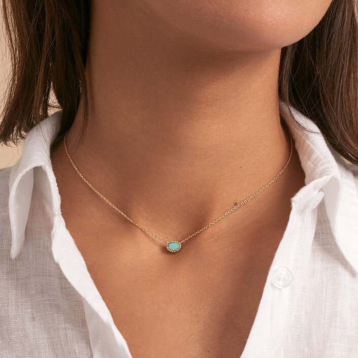 Collar corto ATMA - Amazonite/ amarillo - Collares  | Agatha