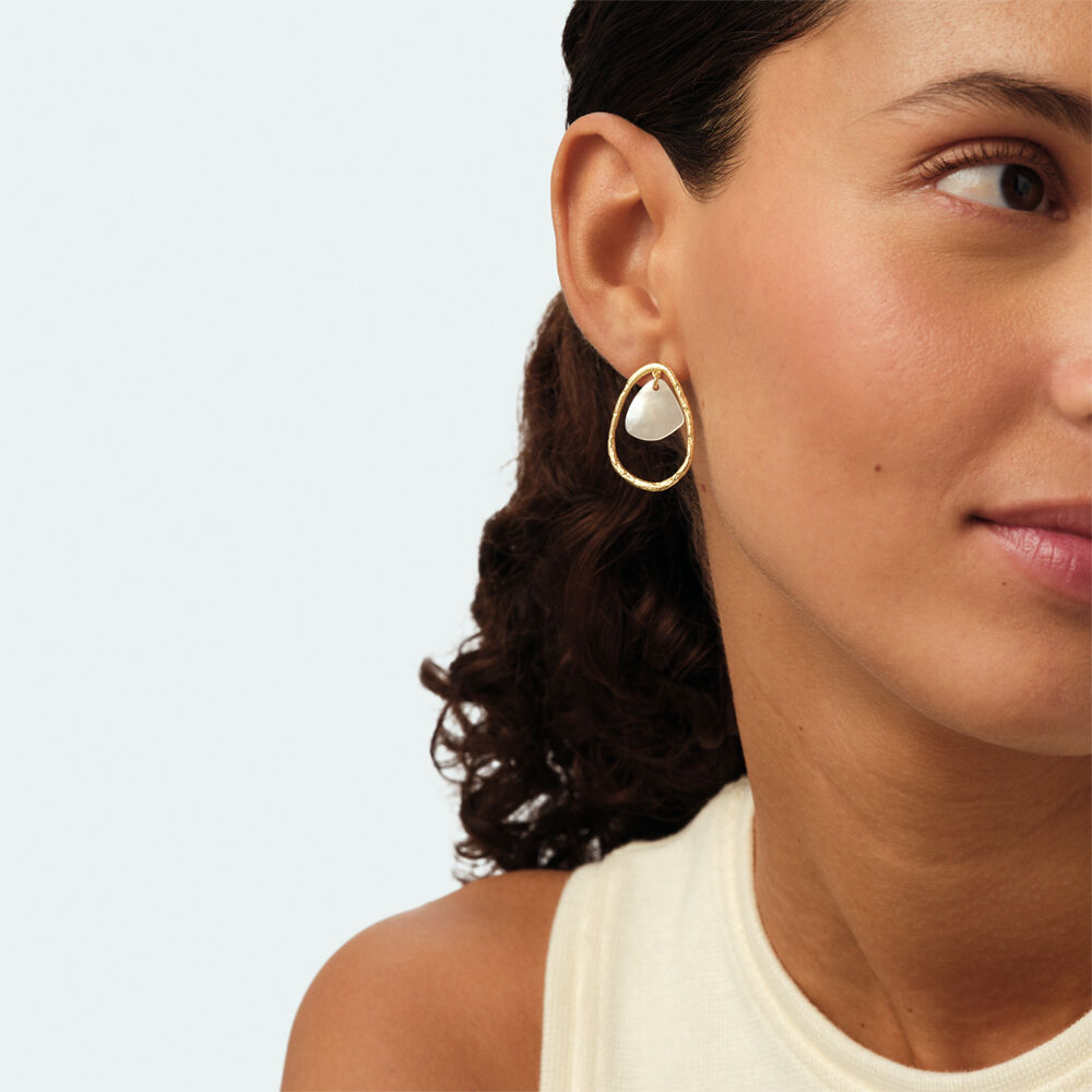 Pendientes largos CALMA - Blanco / Oro - Pendientes  | Agatha