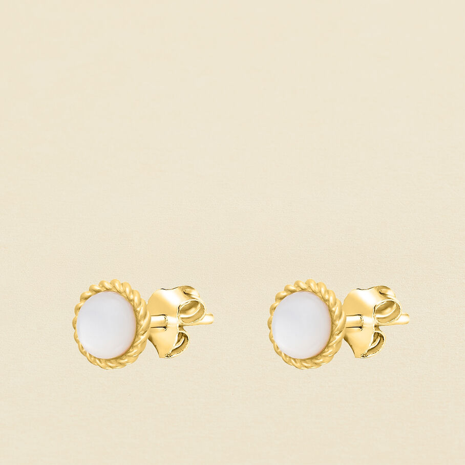 Pendientes cortos ALOHA - Nácar / Oro - Pendientes  | Agatha