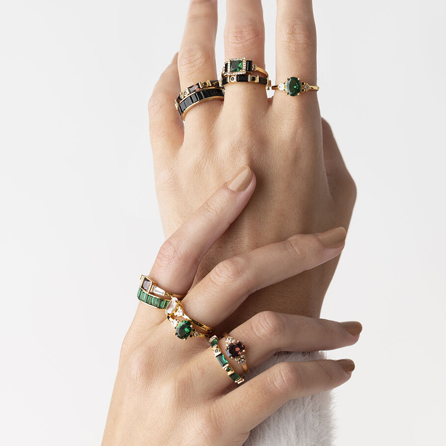 Anillo fino MARILYN - Verde / Oro - Anillos  | Agatha