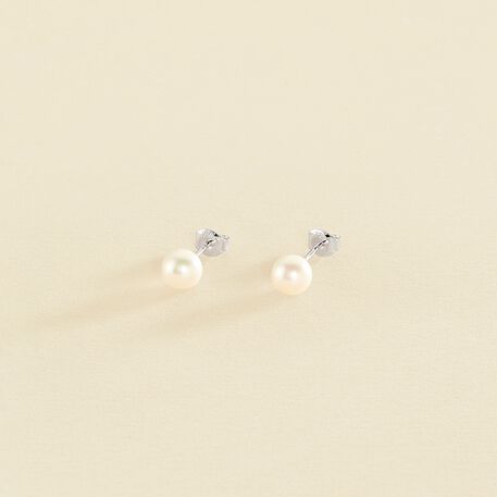 Pendientes cortos PERL - Perla / Plata - Pendientes  | Agatha