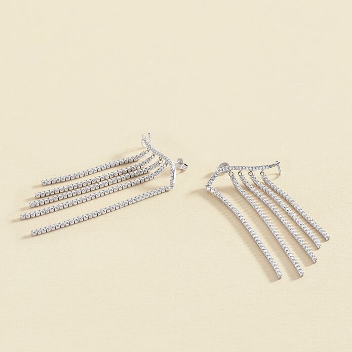 Pendientes largos DIANA - Cristal / Plateado - Pendientes  | Agatha