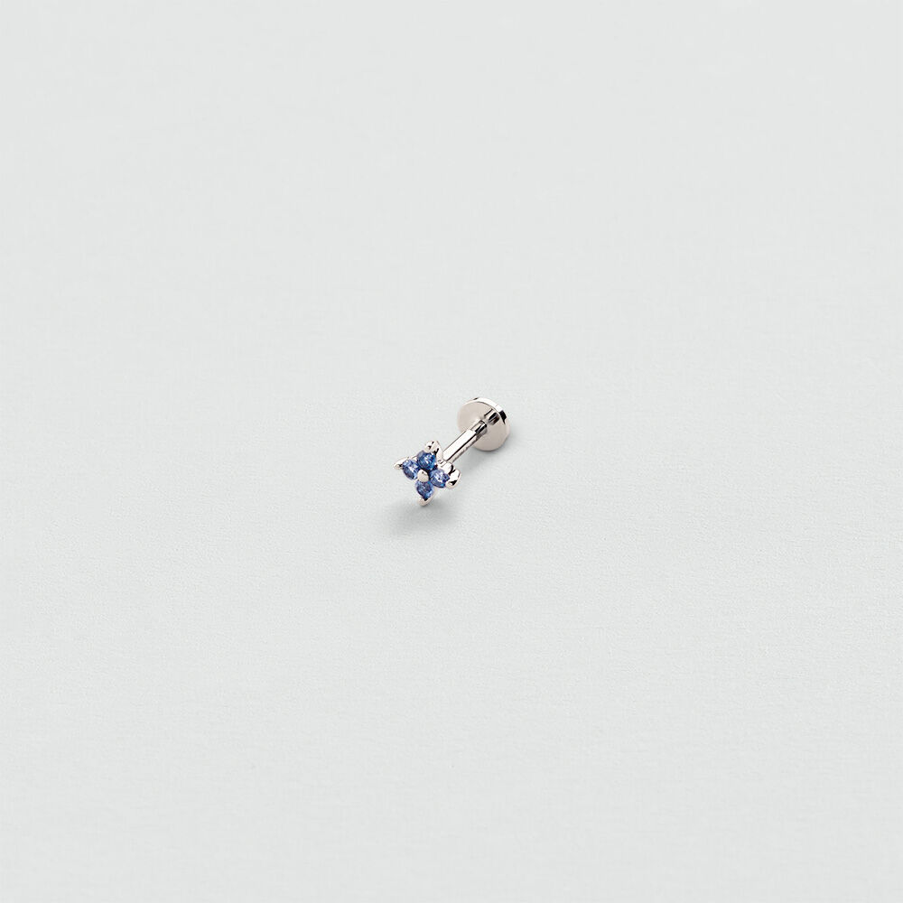 Pendiente corto individual FLOR MIX & MATCH - Azul / Plata - Pendientes  | Agatha