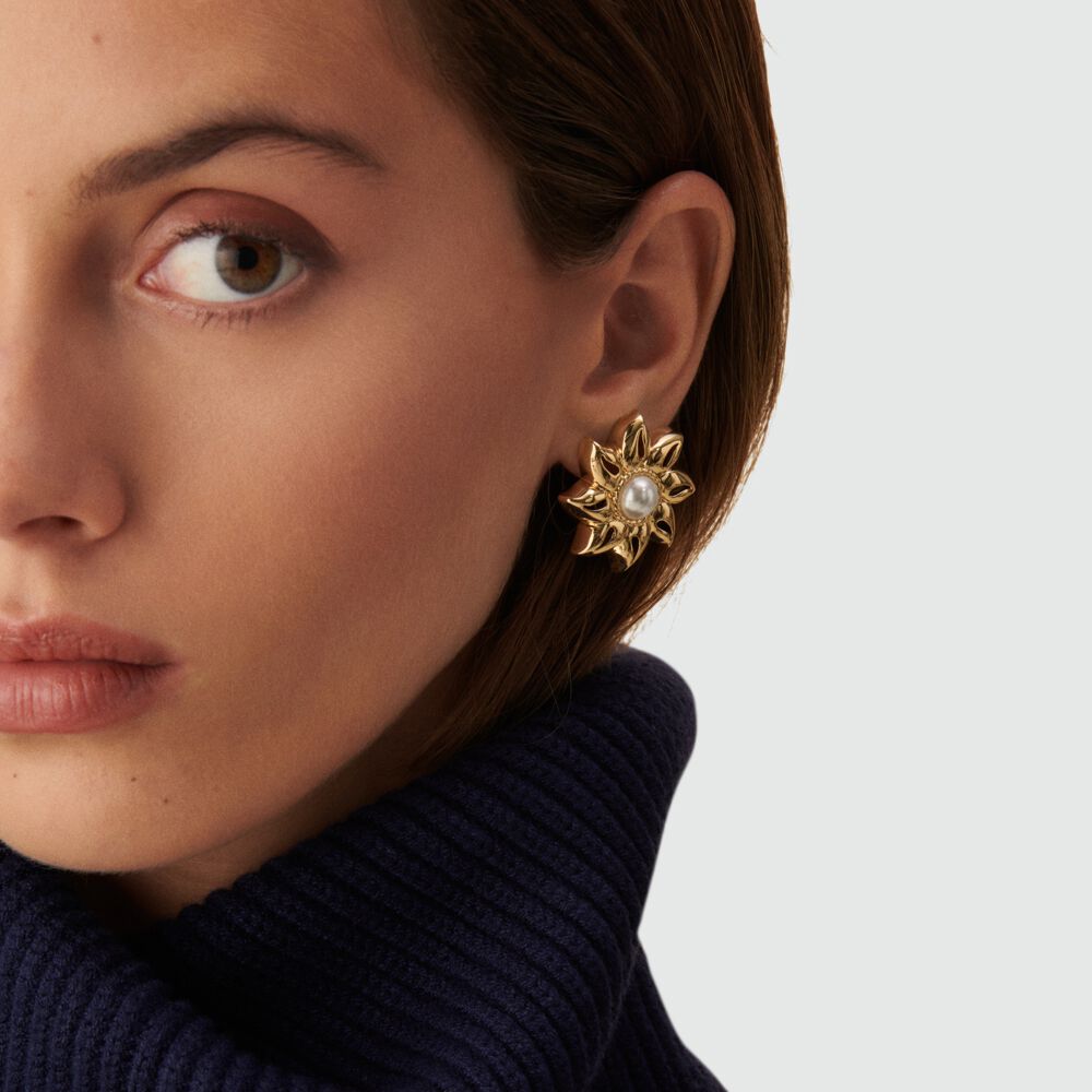 Pendientes largos N-13 - Perla / Oro - Pendientes de fantas&iacute;a  | Agatha