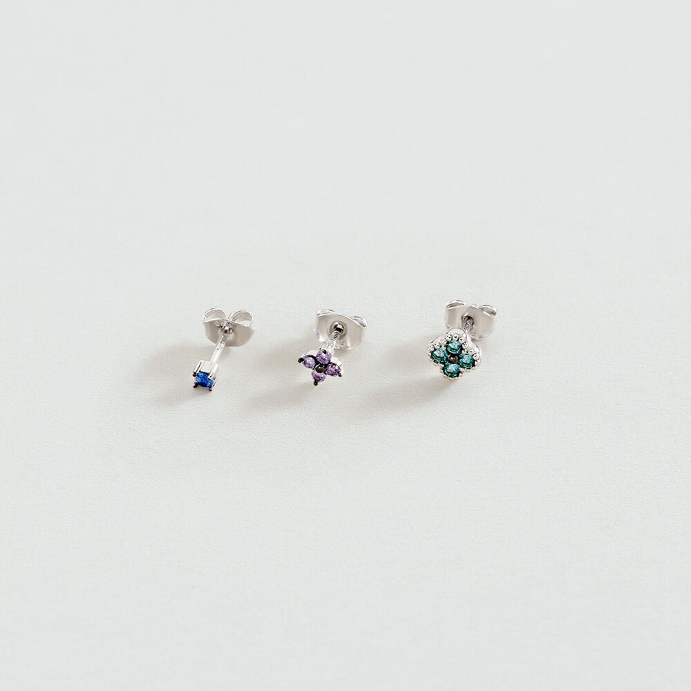 Piercing mini FLOWERY - Multicolor / Plata - Piercings  | Agatha