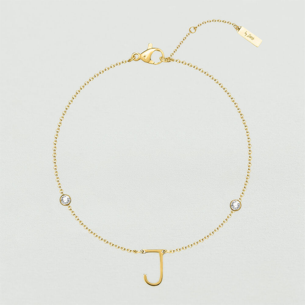 Pulsera de cadena LETTRE J - Cristal / Dorado - Pulsera de cadena  | Agatha
