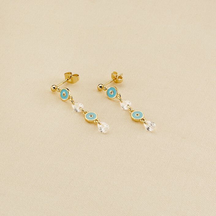 Pendientes largos CYCLADES - Turquesa / Oro - Pendientes  | Agatha