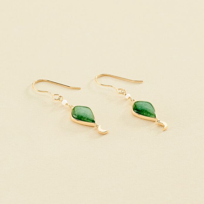 Pendientes largos MOON - Aventurine - Pendientes  | Agatha