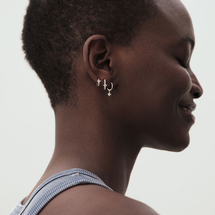 Piercing criolla MIX& MATCH - Cristal / Plateado - Piercings  | Agatha