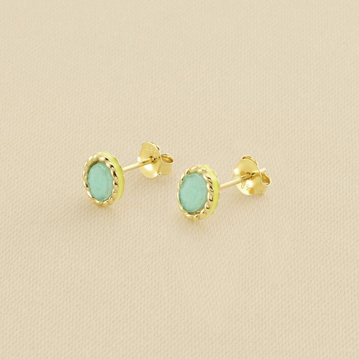 Pendientes cortos ATMA - Amazonite/ amarillo - Pendientes  | Agatha
