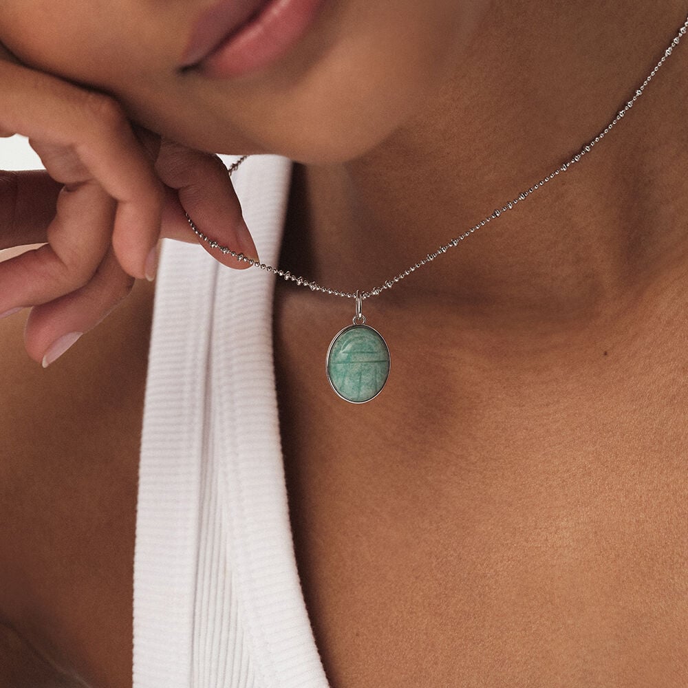 Colgante ESCARABAJO AMAZONITA - Turquesa / Plata - Novedades  | Agatha