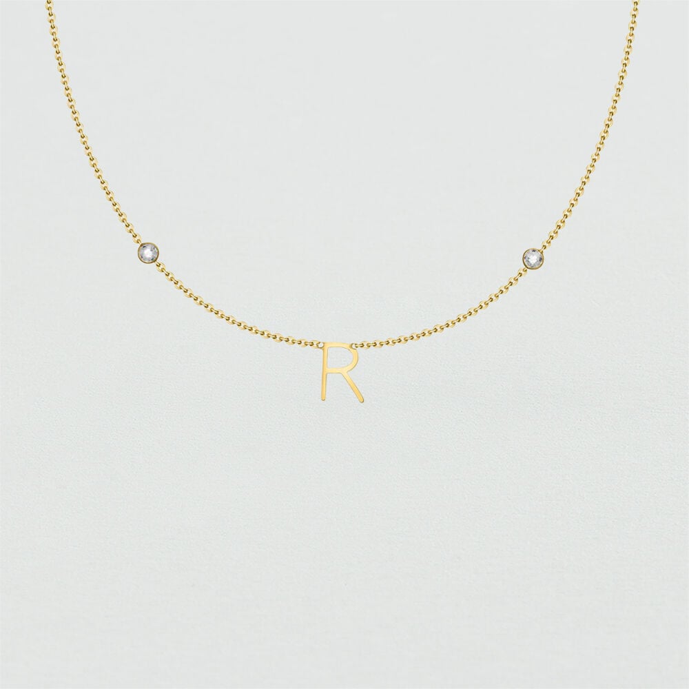 Collar corto LETTRE R - Cristal / Dorado - Collar corto  | Agatha