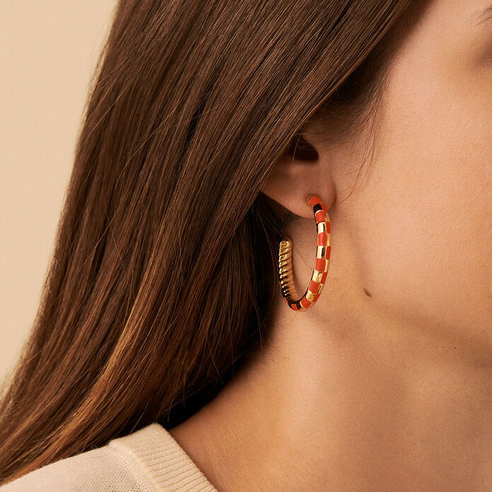 Criollas BRIGITTE - Naranja / Oro - Pendientes  | Agatha
