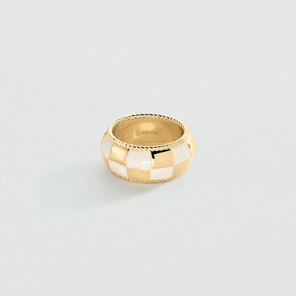 Anillo ancho BRIGITTE - Marfil / Oro - Anillo ancho  | Agatha