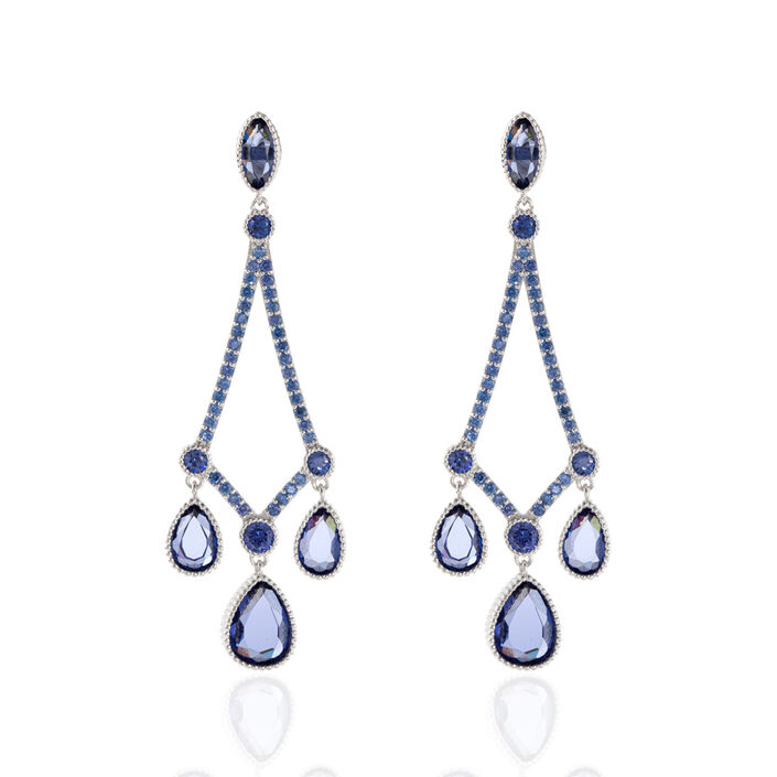 Pendientes largos LAGOA - Azul / Plata - Pendientes  | Agatha
