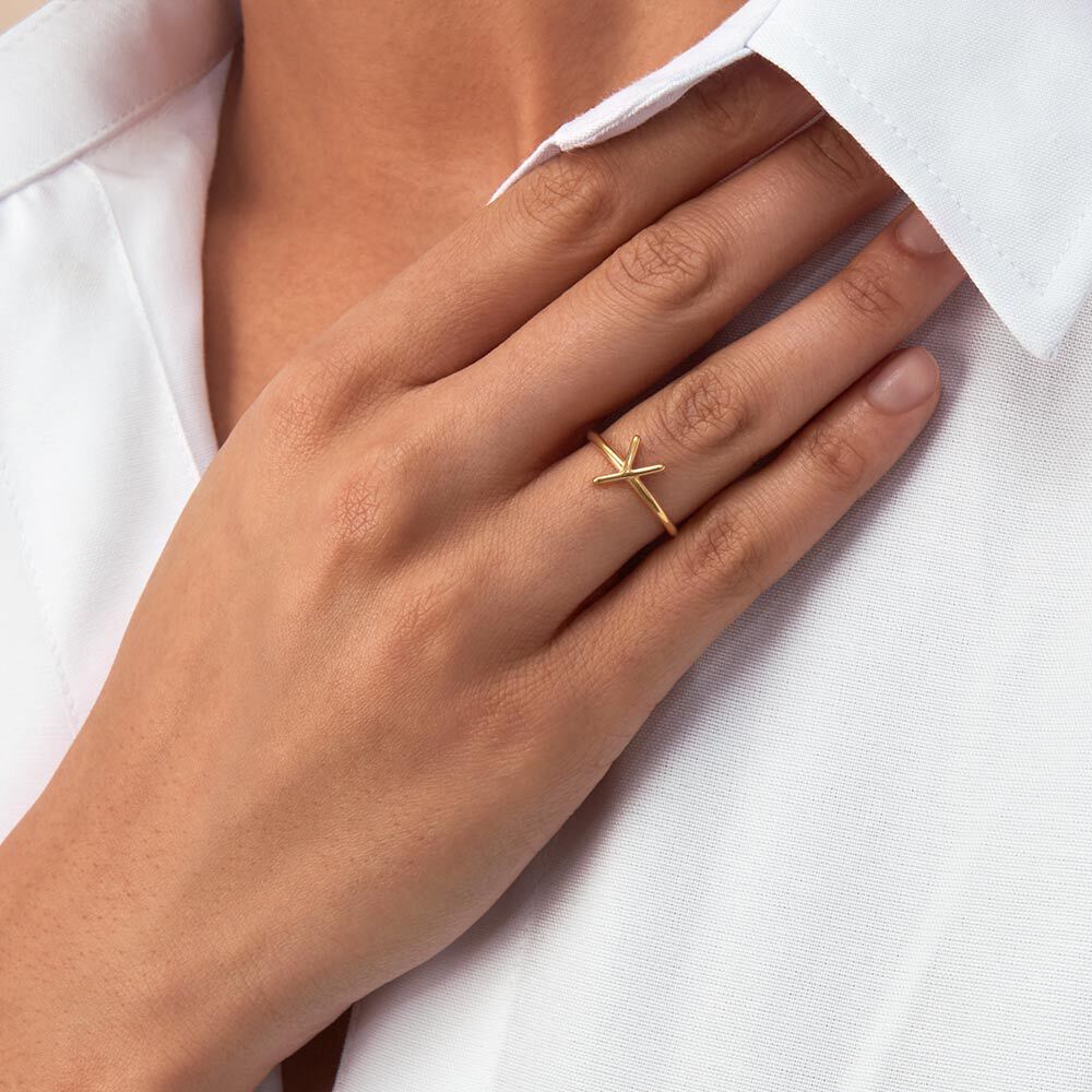 Anillo fino LETTRE Y - Dorado - Anillos  | Agatha