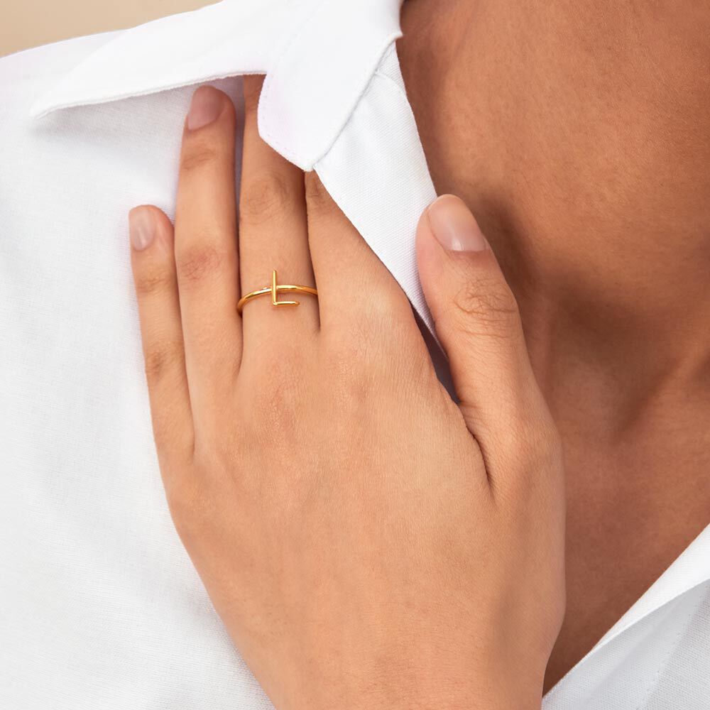 Anillo fino LETTRE L - Dorado - Anillos  | Agatha