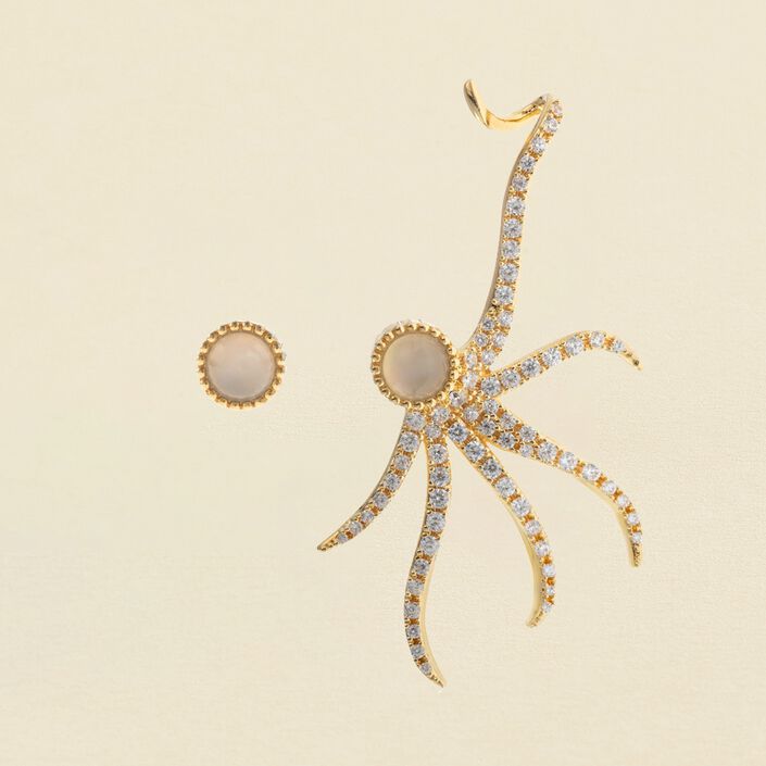 Pendientes cortos URSA - Cristal / Oro - Pendientes  | Agatha
