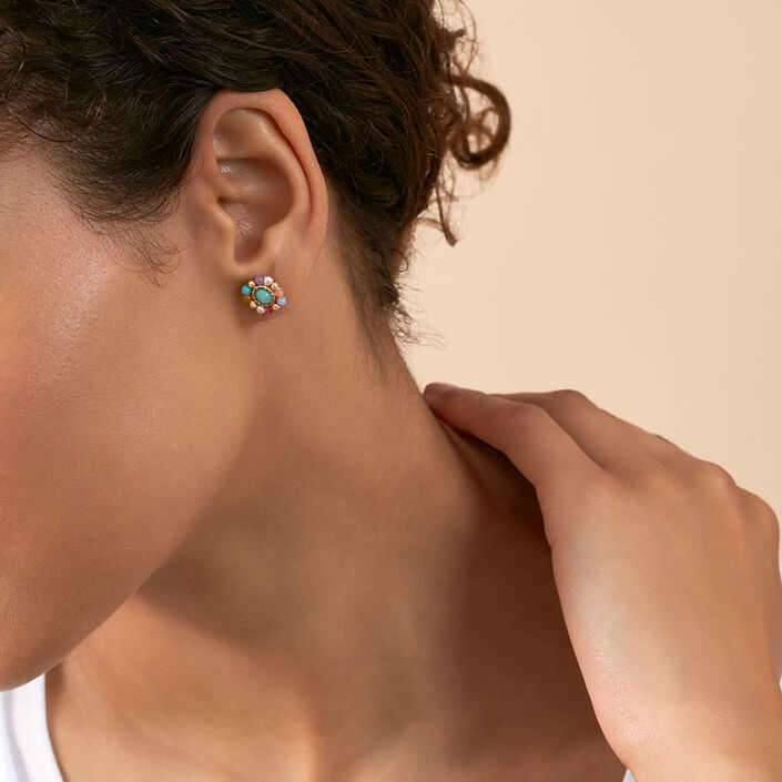 Pendientes cortos ARLEQUIN - Multicolor / Oro - Pendientes  | Agatha