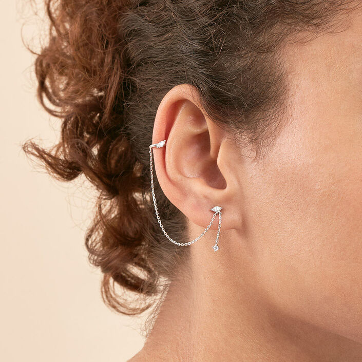 Ear cuff AMAS - Cristal / Plateado - Piercings  | Agatha