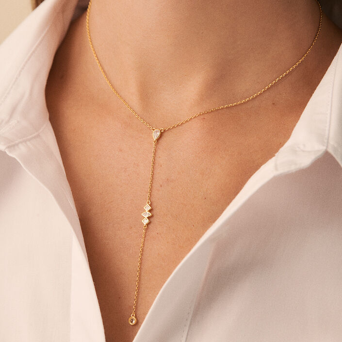 Collar midi PIRAMIDE - Cristal / Dorado - Collares  | Agatha
