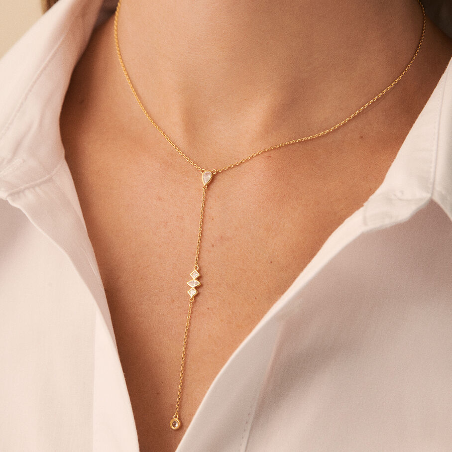 Collar midi PIRAMIDE - Cristal / Dorado - Collares  | Agatha
