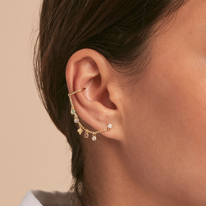 Ear cuff MIX & MATCH - Multicolor / Oro - Piercings  | Agatha