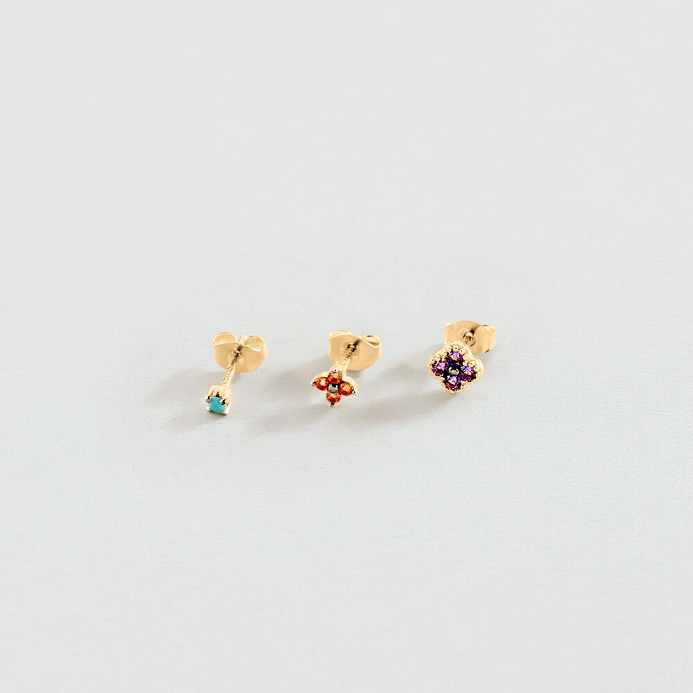 Piercing mini FLOWERY - Multicolor / Oro - Piercings  | Agatha