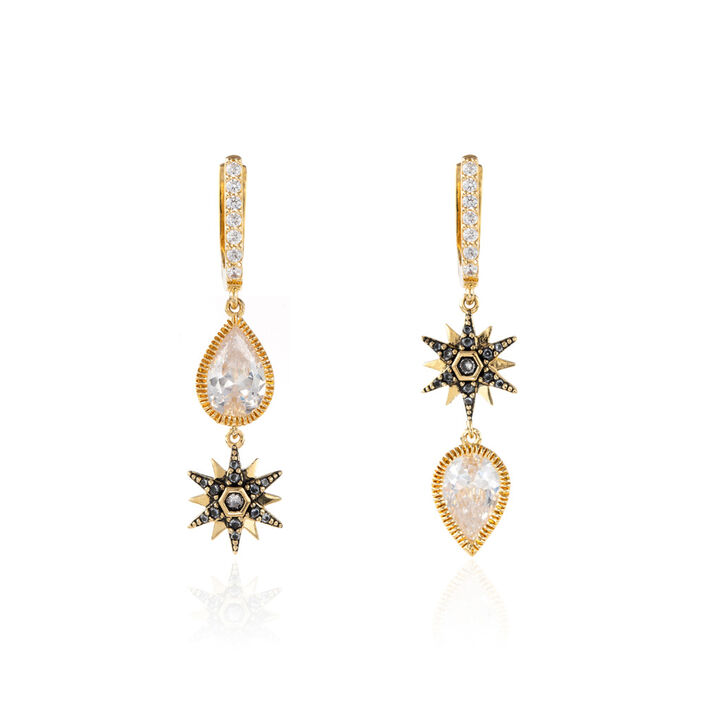 Pendientes largos SETUBAL - Cristal / Oro - Pendientes  | Agatha
