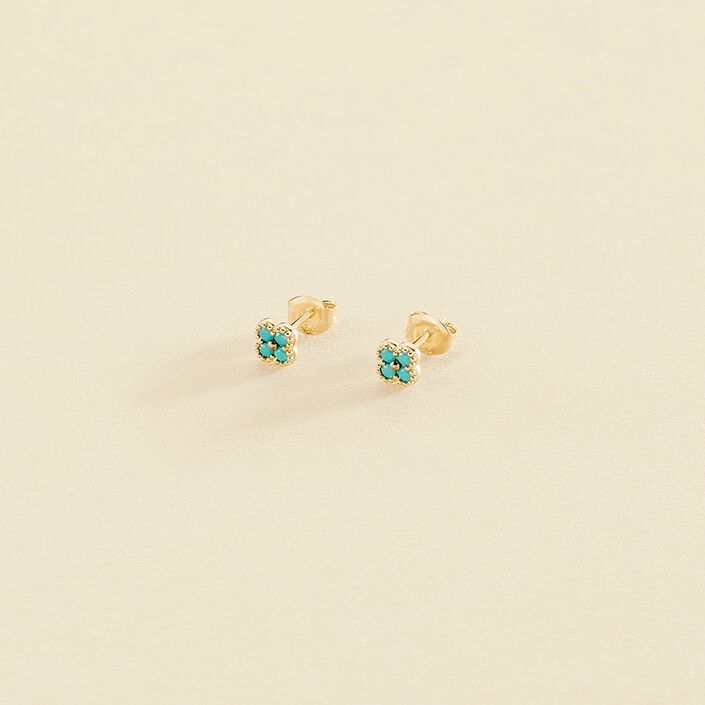 Pendientes cortos BELOVED - Turquesa / Oro - Pendientes  | Agatha