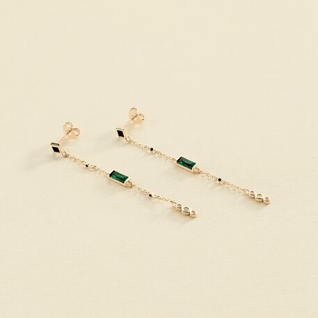 Pendientes largos SCARLET - Verde / Dorado - Pendientes  | Agatha