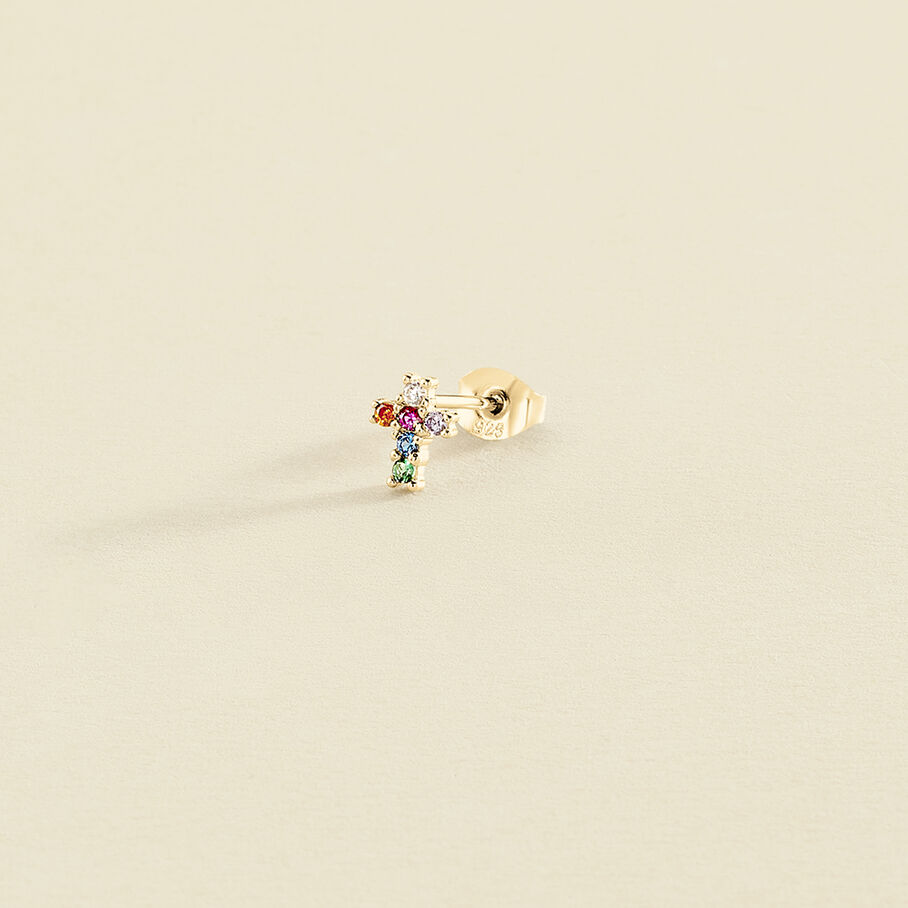 Piercing mini CROSS - Multicolor / Oro