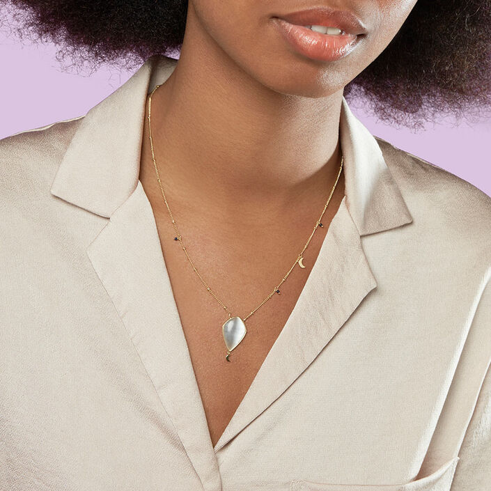 Collar midi CREPUSCULE - Blanco / Oro - Collares  | Agatha