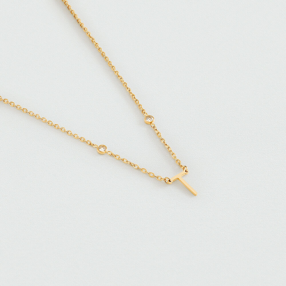 Collar corto LETTRE T - Cristal / Dorado - Collar corto  | Agatha