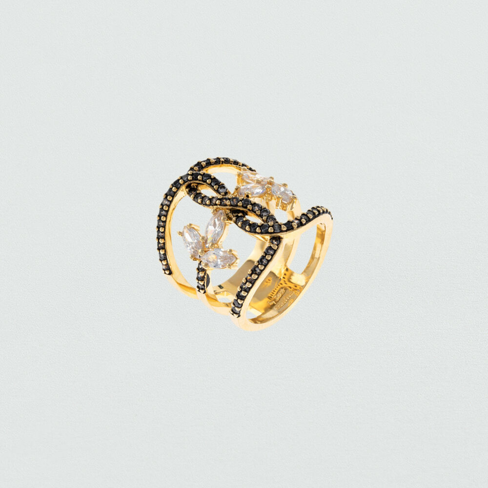 Anillo ancho RAINHA - Cristal / Dorado - Anillo ancho  | Agatha