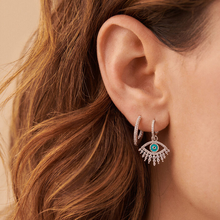 Criollas LUCKY EYE - Turquesa / Plata - Pendientes  | Agatha