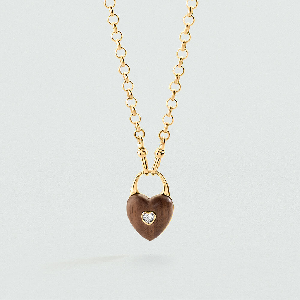 Collar corto VICTOIRE CORAZ&Oacute;N DE MADERA - Marr&oacute;n / Dorado - Collar corto  | Agatha