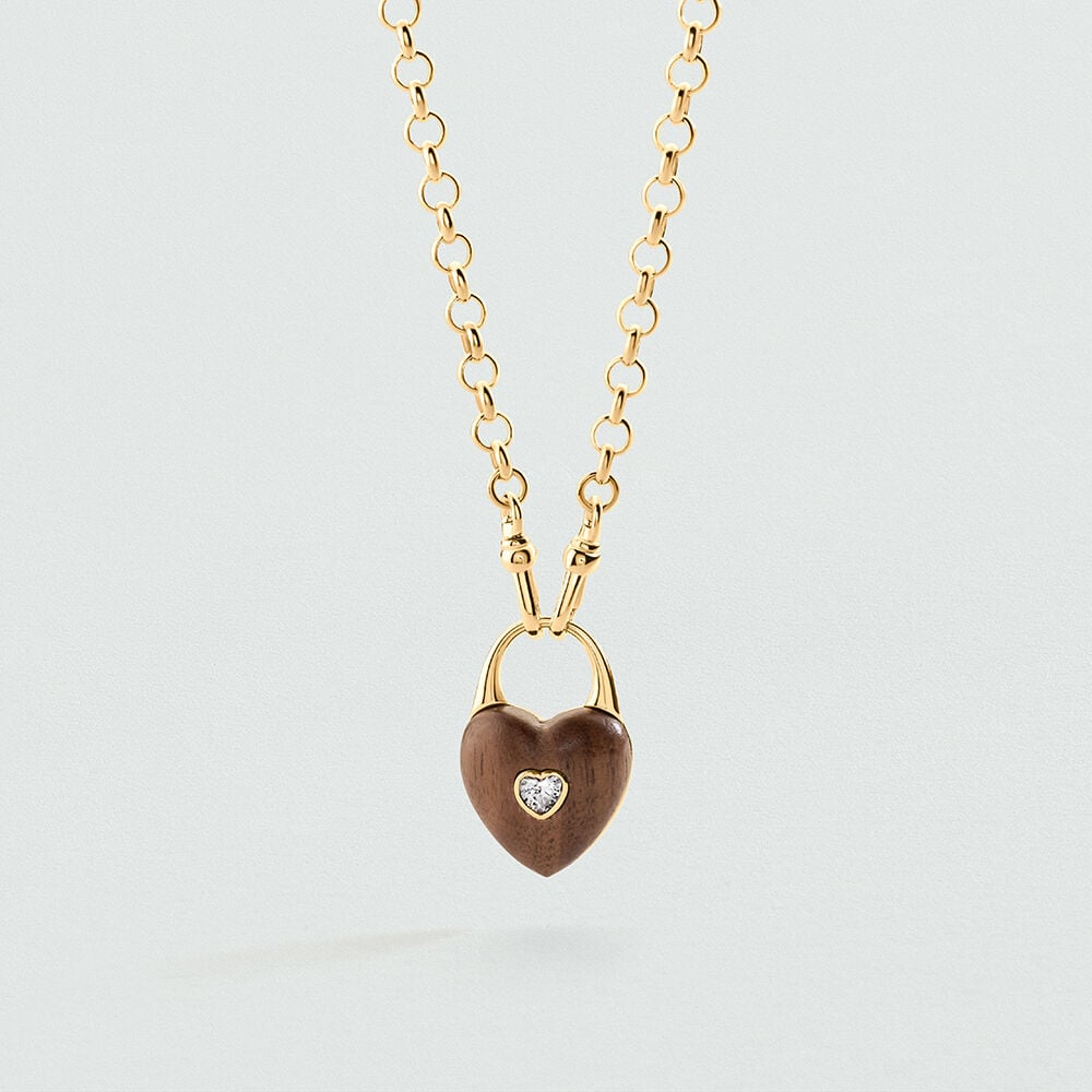 Collar corto VICTOIRE CORAZ&Oacute;N DE MADERA - Marr&oacute;n / Dorado - Collar corto  | Agatha
