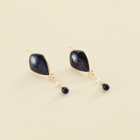 Pendientes largos CREPUSCULE - Azul / Oro - Pendientes  | Agatha