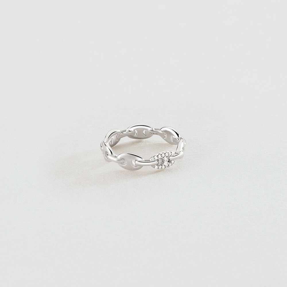 Anillo fino ETREINTE - Cristal / Plateado - Anillo ajustable  | Agatha