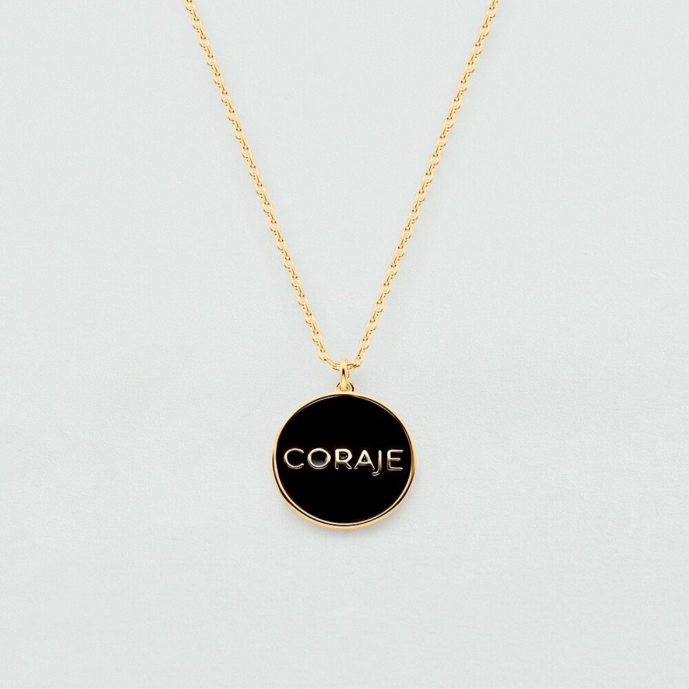 Collar midi CORAJE - Negro / Oro - Collar corto  | Agatha