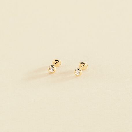 Pendientes cortos BRILLANT - Cristal / Dorado - Pendientes  | Agatha