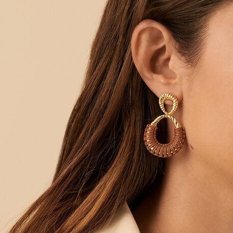 Pendientes largos TWIGGY - oro / camello - Pendientes  | Agatha