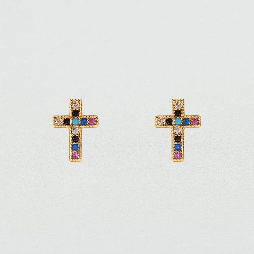 Pendientes cortos COLCRUZ - Multicolor / Oro - Pendientes cortos  | Agatha