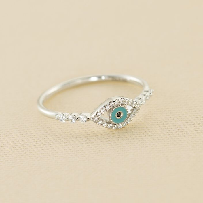 Anillo fino LUCKY EYE - Turquesa / Plata - Anillos  | Agatha