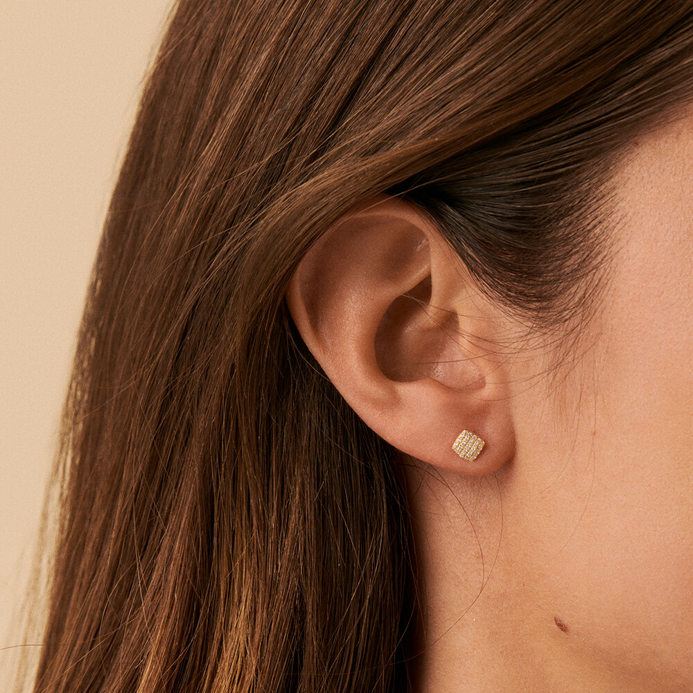 Pendientes cortos GLORIA - Cristal / Dorado - Pendientes  | Agatha