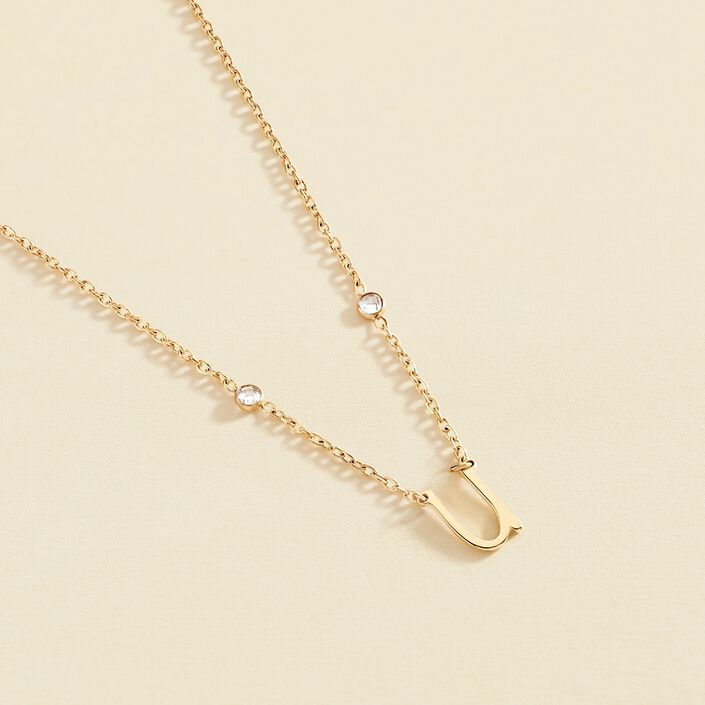 Collar corto LETTRE U - Cristal / Dorado - Collares  | Agatha