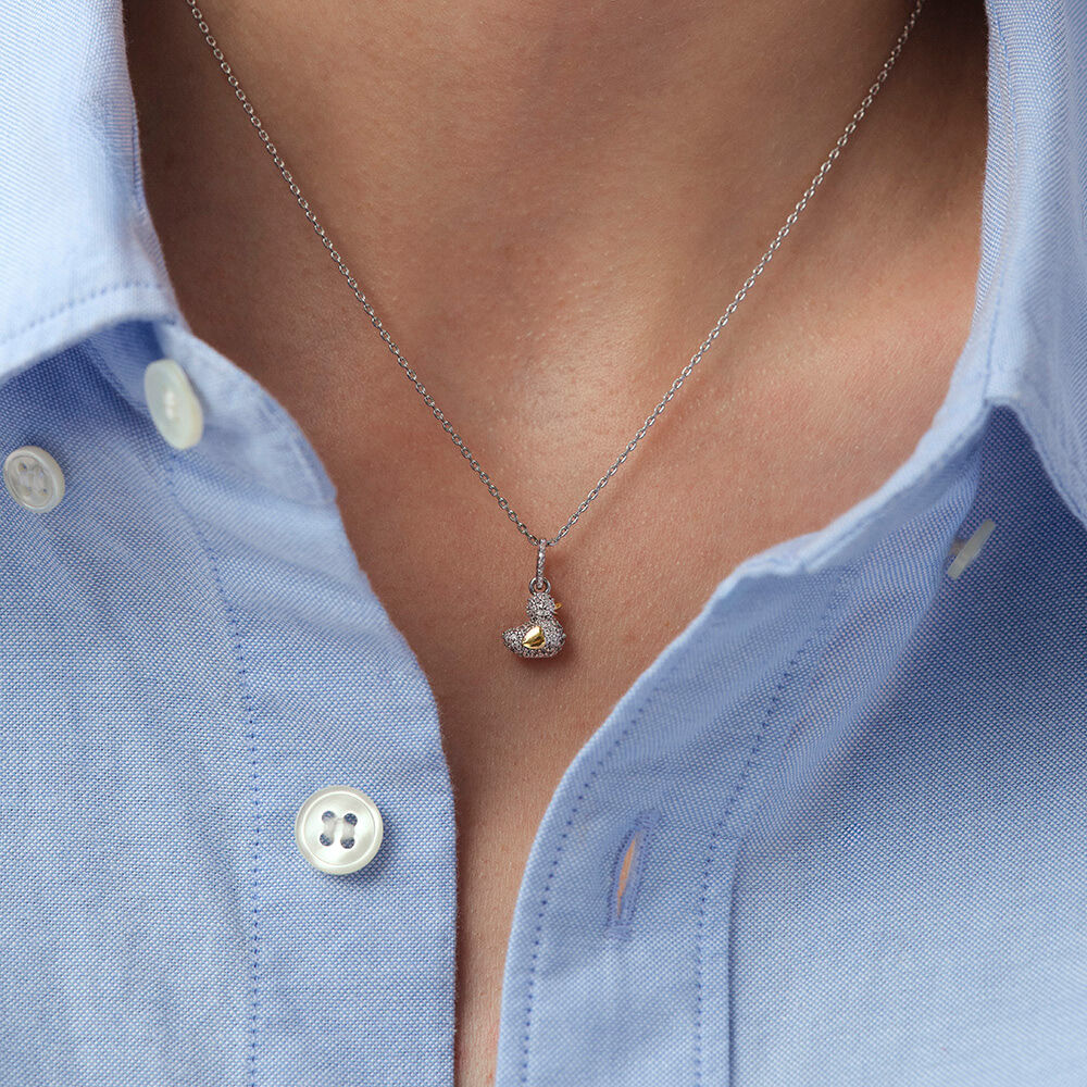 Colgante PATITO PAVÉ - Cristal / Plateado - Novedades  | Agatha