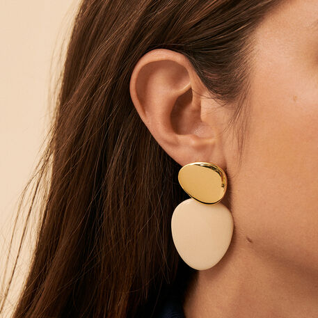 Pendientes largos BRIGITTE - Marfil / Oro - Pendientes  | Agatha